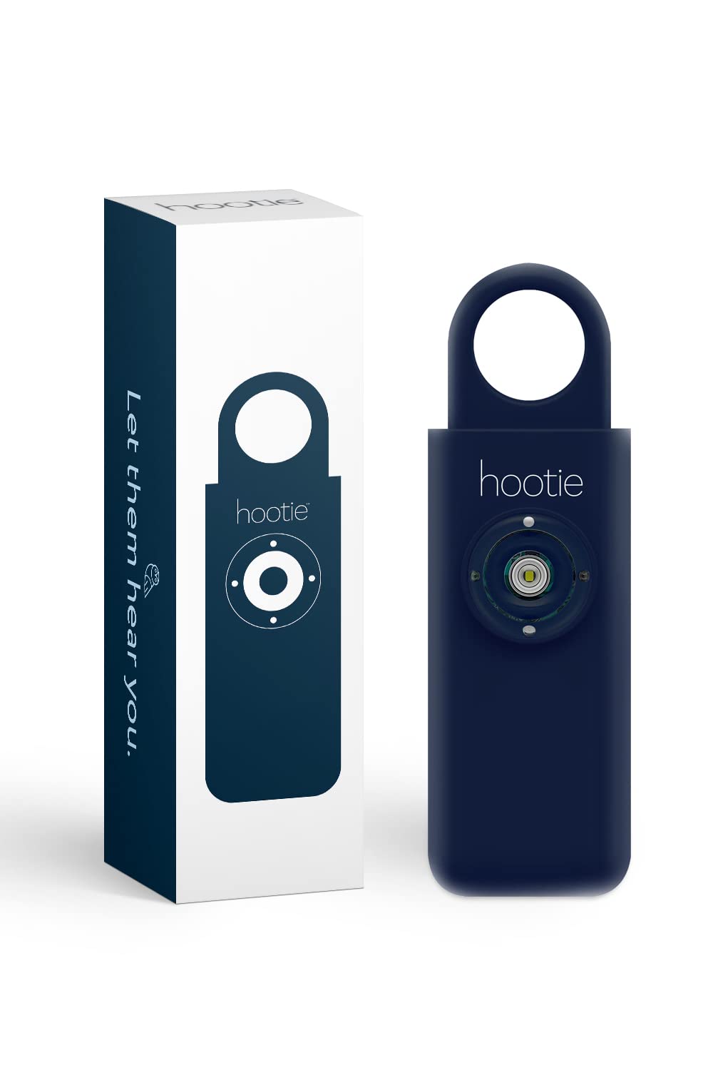 Hootie Personal Keychain Alarm for Women, Men, and Kids Protection - Hand Held Safety Siren, Navy, Black, and White (5 Pack)