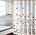 HOMEIDEAS Colorful Polka Dot Designer White Shower Curtain with Hooks Bathroom Decor Polyester 72x72 Inch