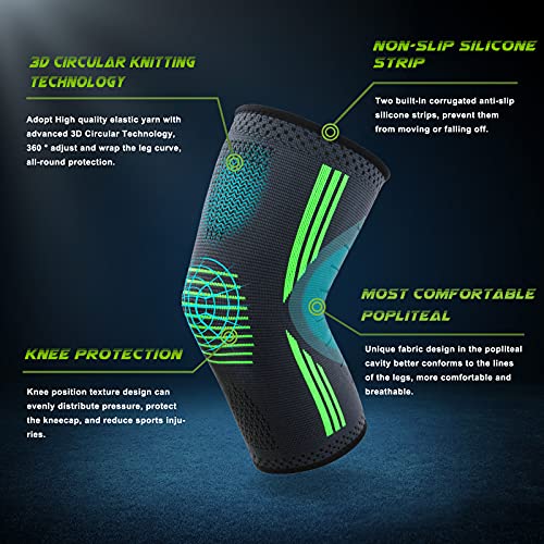Ginocchiera Sportiva Compressione Ginocchio -Ginocchiera Ortopedica Rotulea Tutore Ginocchio Legamenti Elastica Design Antiscivolo, per Corsa, Sport, Allevia Gli Infortuni Sportivi e l\'Artrite -M