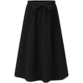 Eymitory Girls Summer Maxi Skirts A-Line Elastic High Waist Bow Knot Pleated Swing Long Skirt with Pockets