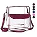 BAGAIL Clear Purse NFL &PGA Approved Cross-Body Shoulder Messenger Bag w Adjustable Strap (burgundy, 12x12x6)