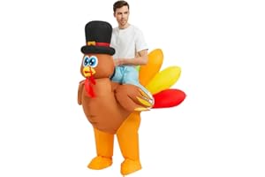 KOOY Thanksgiving Inflatable Turkey Costume for Adult, Thanksgiving Party Funny Turkey Suit Blow up Trukey Costumes, Christmas Costume