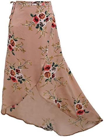 Firmeza Lady Women's Boho Floral Print High Waist Summer Bech Wrap Maxi Skirt Cover Up