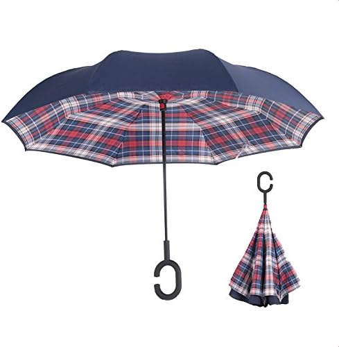 HomeRKJ UV Parasol UV Waterproof and Windproof Compact Triple Folding Umbrella with High-density Nanotechnology red-Arc handle