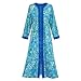 Collections Etc Women's Zip Front Floral Long Robe, Royal Blue, Large