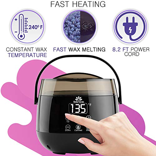 Wax Warmer Home Waxing Kit - Wax Kit for Hair Removal Wax Pot Professional with LED Display and 5 Bags Painless Hard Wax Beans, 20 Wax Sticks for Face, Legs, Arms, Bikini - Thumbnail 2