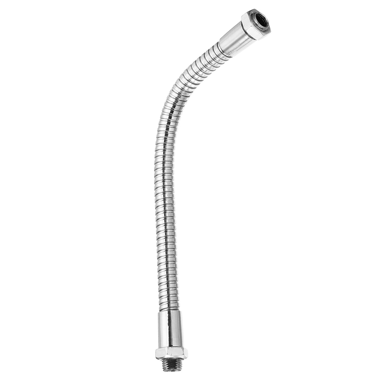 PATIKIL 7.9" Universal Gooseneck Hose, 1 Pcs M10 Fine Thread Bendable Metal Hose Flexible Arm Soft Tube Extension for Lamp, DIY Equipment, Silver Tone