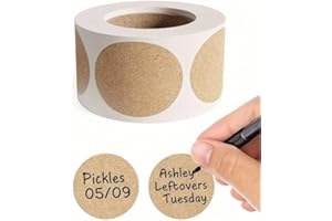 500-Piece 50mm Round Kraft Paper Self-Adhesive Labels, Strong Adhesion Stickers for Item Classification, Sealing, Organizing 