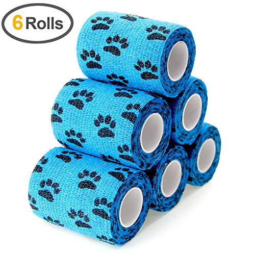 MUEUSS Self Adhesive Bandage First Aid Tape Strong Elastic Blue Claw Wraps for Pets Animals & Ankle Sprains & Medical Support, 3 Inches x 5 Yards, 6 Rolls - Thumbnail 5