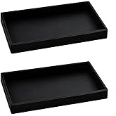 2PCS 7.87” L x 3.93” W Silicone Soap Dispenser Trays, countertop Tray for Kitchen Counter, Toilet, Small Black Tray for Scrubber, Lotion Bottles, Perfume, Jewelry, Candle, Key Trinket Ring-Black