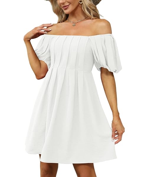 XIEERDUO WOMENS SQUARE NECK SUMMER DRESSES WHITE DRESSES FOR GRADUATION WHITE L