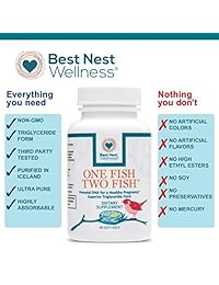 Best Nest Prenatal DHA Suplemento de aceite de pescado puro, fácil de tragar, sabor a limón, alto...