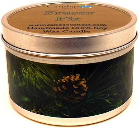 Fraser Fir - Container Candle, 6 oz - Made with Beeswax, Coconut and Soy - Black Tin Candle - Handmade in The USA - Candeo Candle - Christmas and Winter Candles