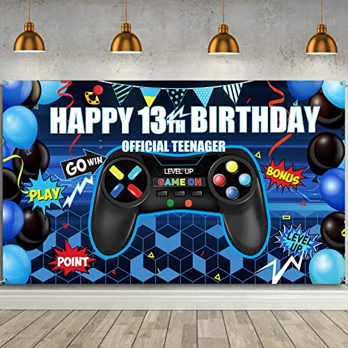 Happy 13th Birthday Video Game Backdrop Banner, Level 13 Up Birthday ...