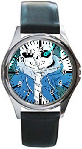 Dude Custom Undertale sam Men's Black leather watch round black Perfect Gift for men and women
