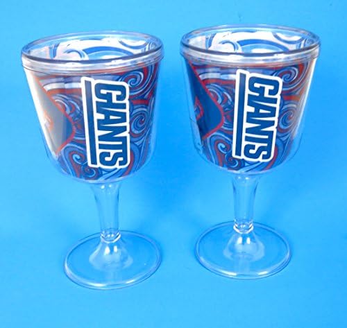 New York Giants, wine goblets set of two. unbreakable double wall Wince cocktail an d drink goggles.