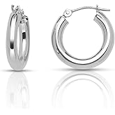 Olivia's Collection 14k White Gold Chunky Hoop Earrings (16-50x3.0mm), Piercing to Lobe, Upper-Lobe for a Woman, Man, or Teens