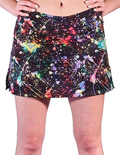 Athletic Sport Skirt by Ziji Activewear - Running, Golfing, Tennis, Gym &amp; Yoga Skort for Girls and Women - Designed by Ultra Distance Athletes - Black Neon - Extra Small