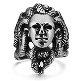 Medusa Ring for Men, Greek Mythology Medusa Snake Gorgon Ring, Stainless Steel Norse Viking Medusa Head Ring, Vintage Medusa Serpent Totem Amulet Ring, Punk Medusa Jewelry Gift for Men mens