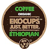 EKOCUPS Artisa Organic Ethiopian Coffee, Medium Roast, in Recyclable Single Serve Cups for Keurig K-cup Brewers, 40 count