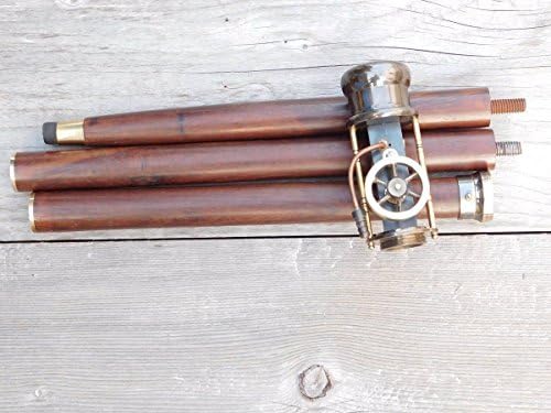 Brass Vintage Wood Walking Stick Cane Stave &amp; Style Rare live Steam Engine Model