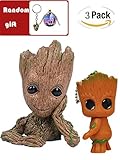 HaWenny Baby Flowerpot Groot Planter Pot Pen Container and Groot Keychain Pendant,Action Figures Guardians of The Galaxy Flowerpot Baby Cute Model Toy Pen Pot Best Gift