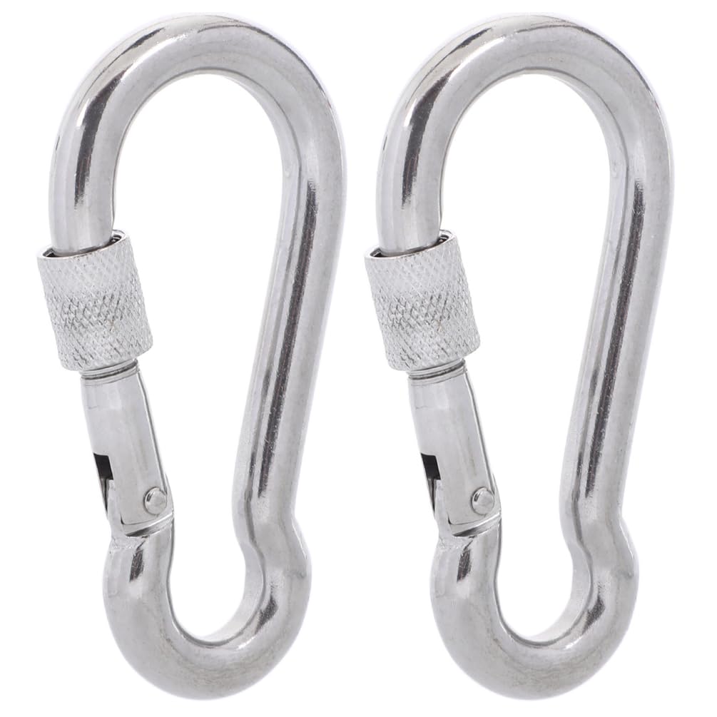 SEPWIK Stainless Steel Carabiner Clips - Heavy Duty Multi-Purpose Spring Snap Hooks for Dog Leash, Outdoor Camping, Swing, Hammock