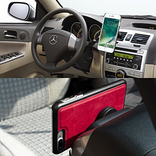 Cadorabo – 2-in-1 Book Wallet for > Apple iPhone 8 PLUS / 7 PLUS / 7S PLUS < with integrated detachable Hard Cover Stand Function Card Slot and invisible Closure - Etui Case Cover in POMEGRANATE-RED - Thumbnail 5