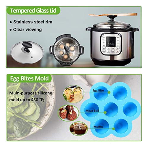 Pressure Cooker Accessories Compatible with Instant Pot 8 Qt - Steamer Basket, Dust Cover, Glass Lid, Silicone Sealing Rings, Egg Bites Mold, Springform Pan, Egg Steamer Rack and More - Thumbnail 3