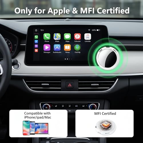 2 Pack Tracker Tags Finder Apple Find My MFi Certified Waterproof iOS Only | Bluetooth Air Smart Tags Item Finder Locator Worldwide Tracking for Key Pets Wallet Backpack Dogs Luggage Replaceable Battery