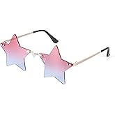 Dazzleimart Rimless Star Sunglasses Colorful Sunglass for Women Pentagram Sunglasses Halloween Party Favor Star Glasses