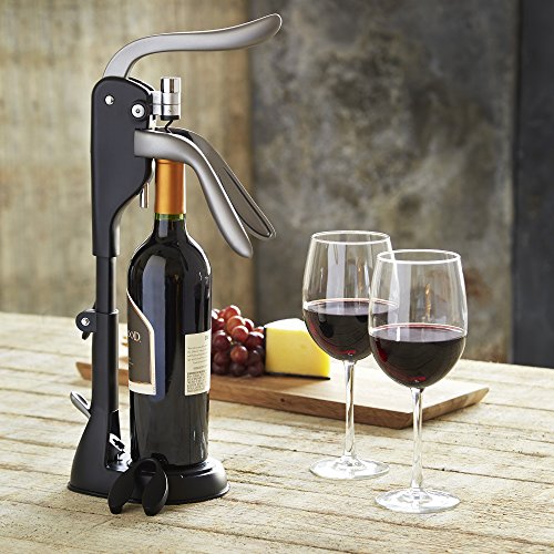 SHARPER IMAGE Tabletop Corkscrew Wine Bottle Opener Stand & Foil Cutter