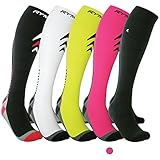 Rymora Compression Socks for Men & Women [Cushioned] [One Pair] [Pink] [Medium] – Pro Stockings Support for Running, Nurse, Flight Travel, Diabetic, Varicose Veins, Circulation, Pregnancy, Nursing