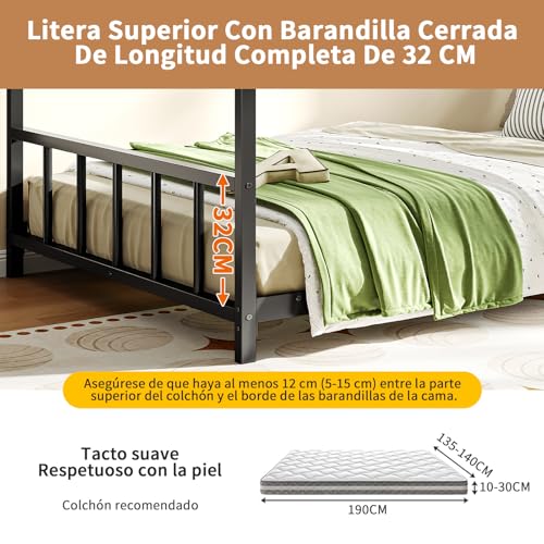SIMPLE ESPACIO Base Cama Matrimonial,Base de Cama Matrimonial con Metal,Recamara matrimonial con Techo Triangular,Base para Cama Matrimonials con 6 Ganchos,Cabecero y Pie de Cama de Metal.(Negro)