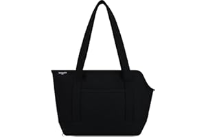Waggo Canvas Dog Bag Carrier Tote Purse for Travel with Pocket, for Pet Small Dog & Cat, Soft-Sided with Safety Tether | Ideal for Subway, Walking, Hiking (Black)
