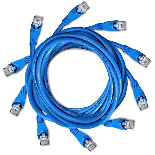 DynaCable Cat6 5 Feet Snagless Ethernet Patch Cord RJ45 Networking Cable with Professional Grade Copper, 5 Pack / Blue