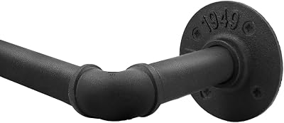Qlfyuu Industrial Curtain Pole Black Extendable 110-210cm
