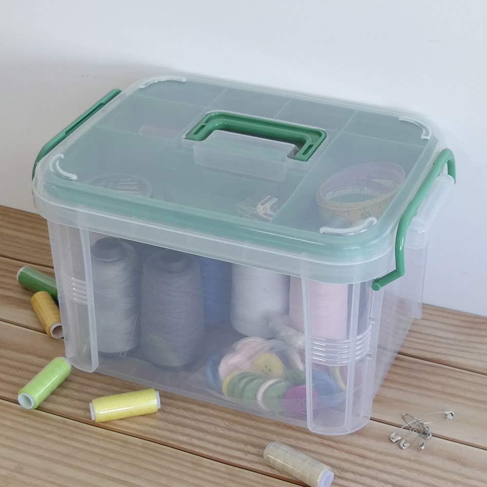 Nesmilers Family First-Aid Kit, Clear Medicine Containers Storage Box with Tray -