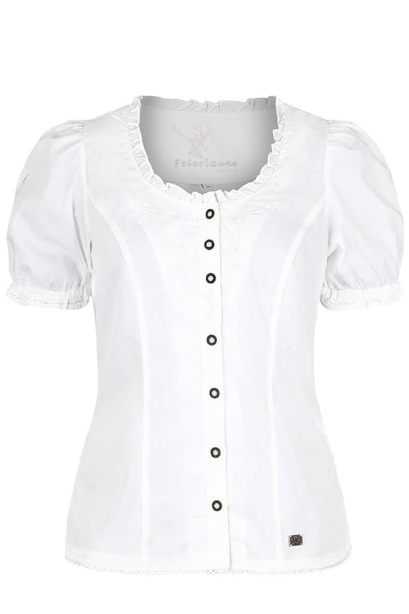 Spieth & Wensky Damen Trachtenbluse mit Stickerei weiß, WEIß,