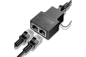 RJ45 Ethernet Splitter 1 in 2 Out, 100Mbps Internet Splitter Adapter 2 Devices Simultaneous Networking, with USB Power Cable 