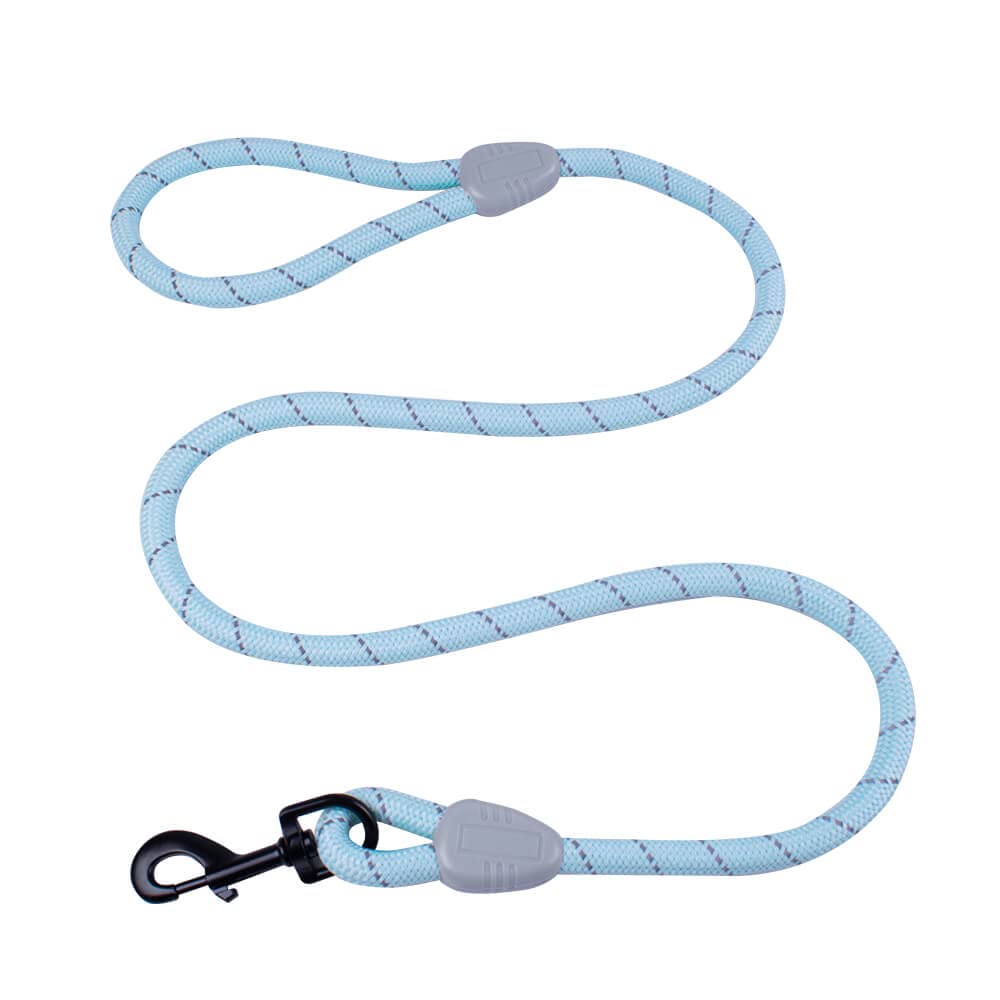 AllPetSolutions Rope Dog Lead - Heavy Duty Walking, Running, Outdoor Training Lead for Dogs - Anti-Tangle Leash, 360 Hook, Strong Clip, Easy Grip Loop Handle - Reflective Blue, Braided Nylon, 140cm