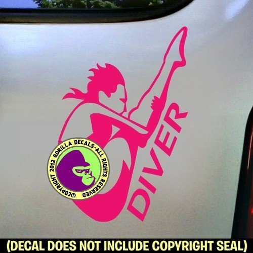 DIVER FEMALE Springboard Vinyl Decal Sticker E