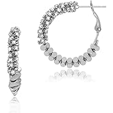 JECEIKA Chunky Gold Hoop Earrings for Women, Trendy 14K Gold Plated Gold/Silver Statement Earring Thick Open Double Hoop Earrings Lightweight Hypoallergenic Earrings Gold Jewelry