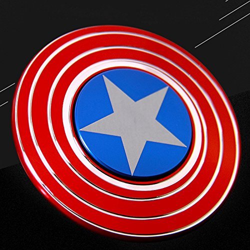 Bukit Cell 3-5 Min Captain American Shield RED Metal Fidget Spinner High Speed Durable Bearing Titanium Alloy Metal Hand Spinner EDC ADHD Focus Anxiety Stress Reliefspinner +BC stylus pen + BC cloth