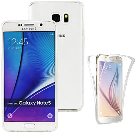 ArunnersTM Samsung Galaxy Note 5 Case Quality Shockproof 360 Degree Soft TPU Front N Back 2 Full Silicone Protective Clear Ultra Slim Cellphone Case Cover -Transparent