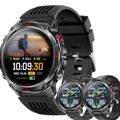 MYSHUN Reloj Inteligente Hombre con Llamadas, 1,46 Pulgada Smartwatc Hombre Deportivo con Podometro Pulsometro SpO2 Sueño Presion Arterial Actividad IP68 Reloj Digital para iOS Android (Negro)
