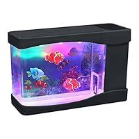 Lightahead Artificial Mini Aquarium Fish Tank Multi Color LED Swimming Fish Tank with Bubbles