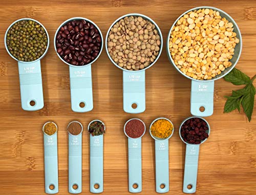 BARCHASB Stylish Measuring Cups and Spoons Set 10 Pieces Stackable Dishwasher Safe Heavy Duty for Cooking & Baking Suitable for Dry & Liquid ingredients