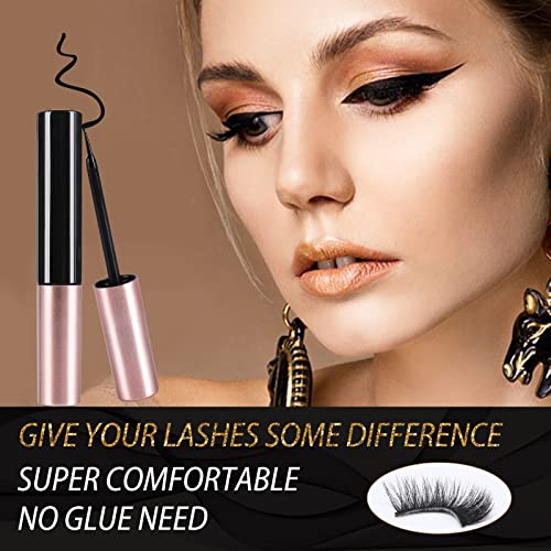 Magnetic Eyelashes, 5 Kinds 6D Fake Eyelashes Kit False Eyelashes Natural Look Waterproof Faux Mink Lashes Easy to Wear Magnetic False Lashes with Eyeliner No Glue Need 5 Pairs
