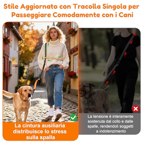 X XBEN 4-in-1 Hands Free Dog Leash, Running Leash for Dogs with Waist Belt and Double Handles, Multifunctional Leashes for Medium and Large Dogs, Anti-Pull 0.8-2.2M